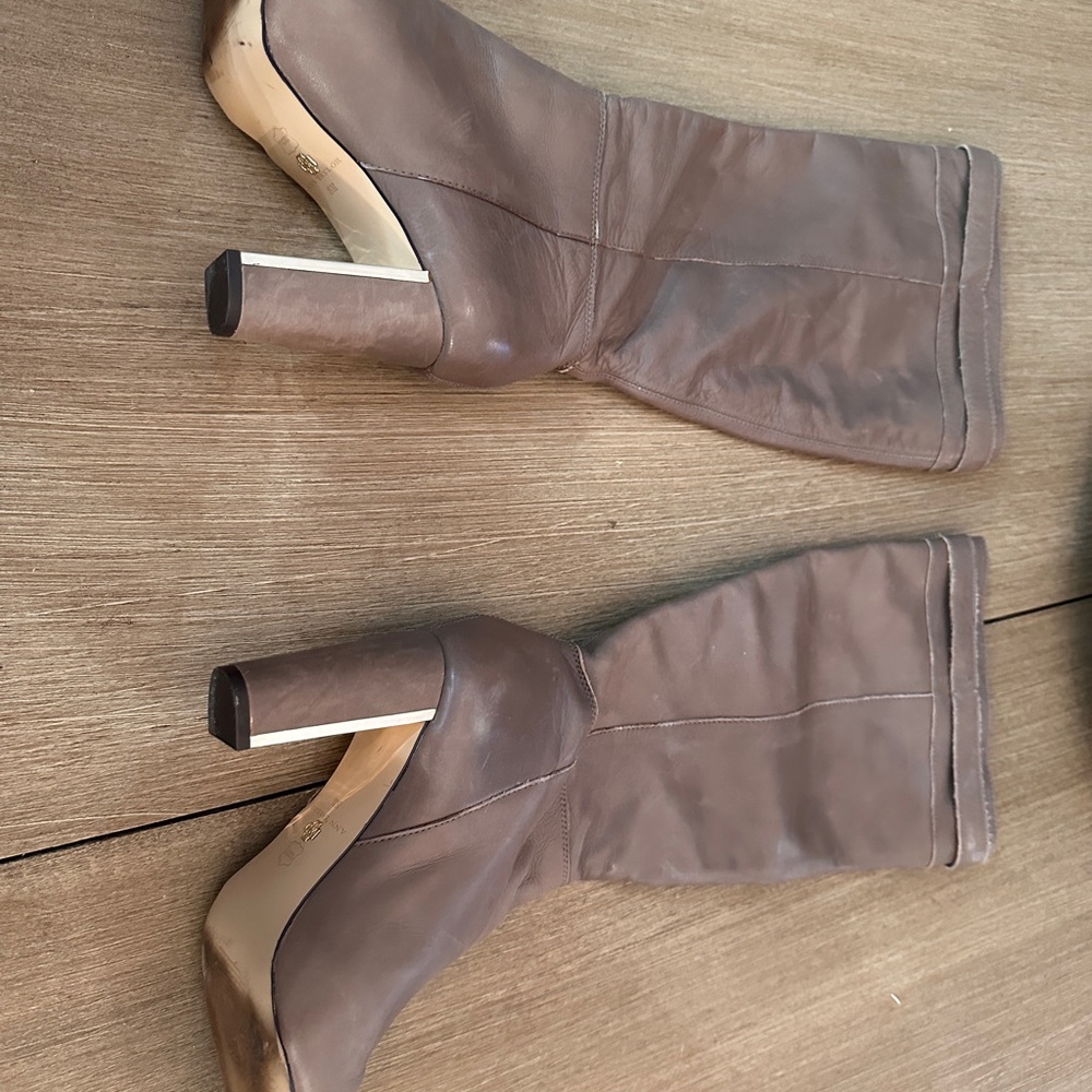 White House Black Market Tan Heeled Boots